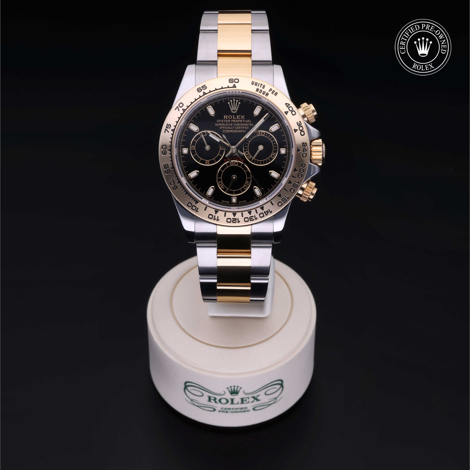 Rolex Certified Pre-owned Daytona M116503-0004 front on black background