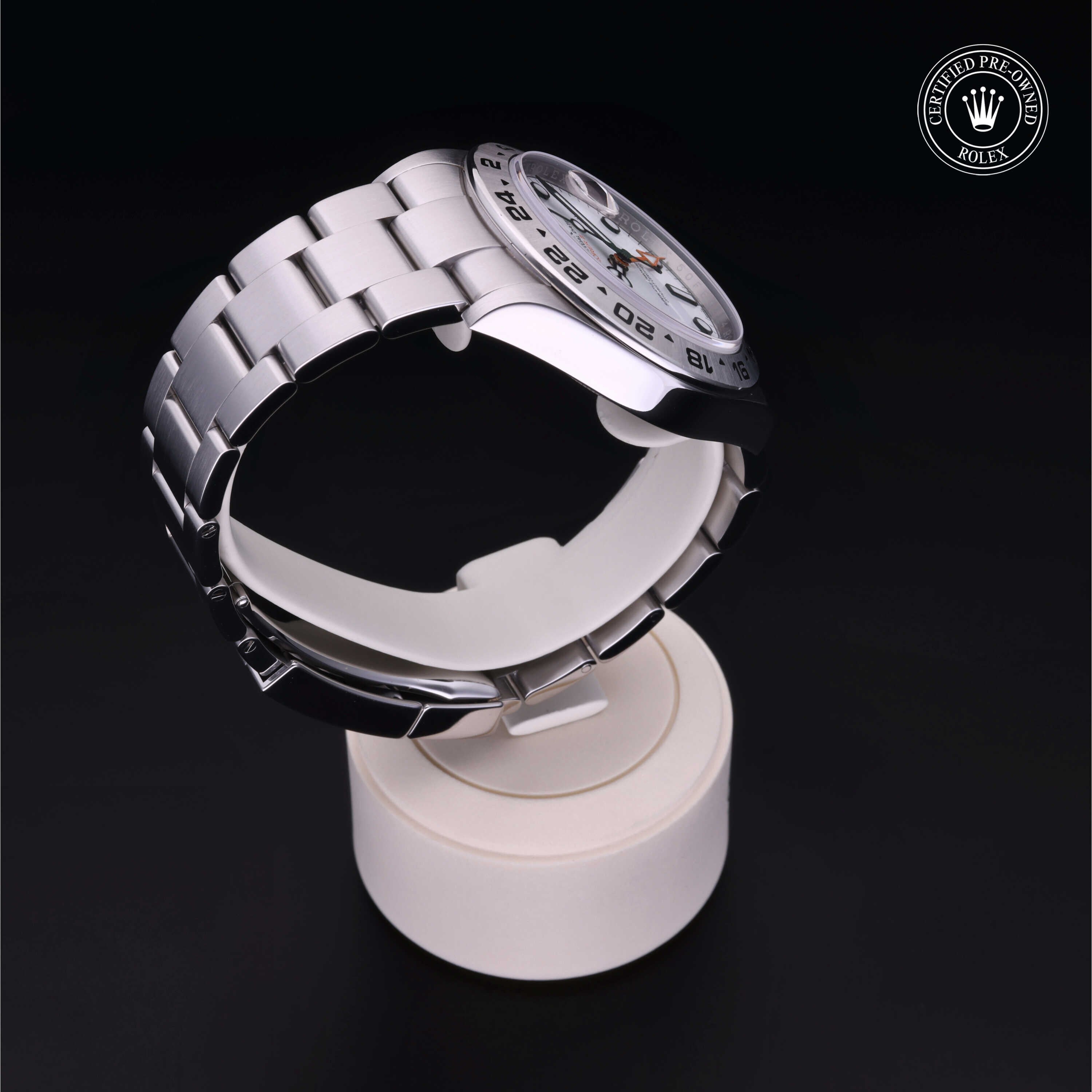 Rolex Certified Pre-owned Explorer M226570-0001 front on black background