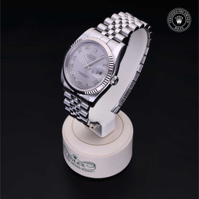 Rolex Certified Pre-owned Datejust M116234-0022 front on black background