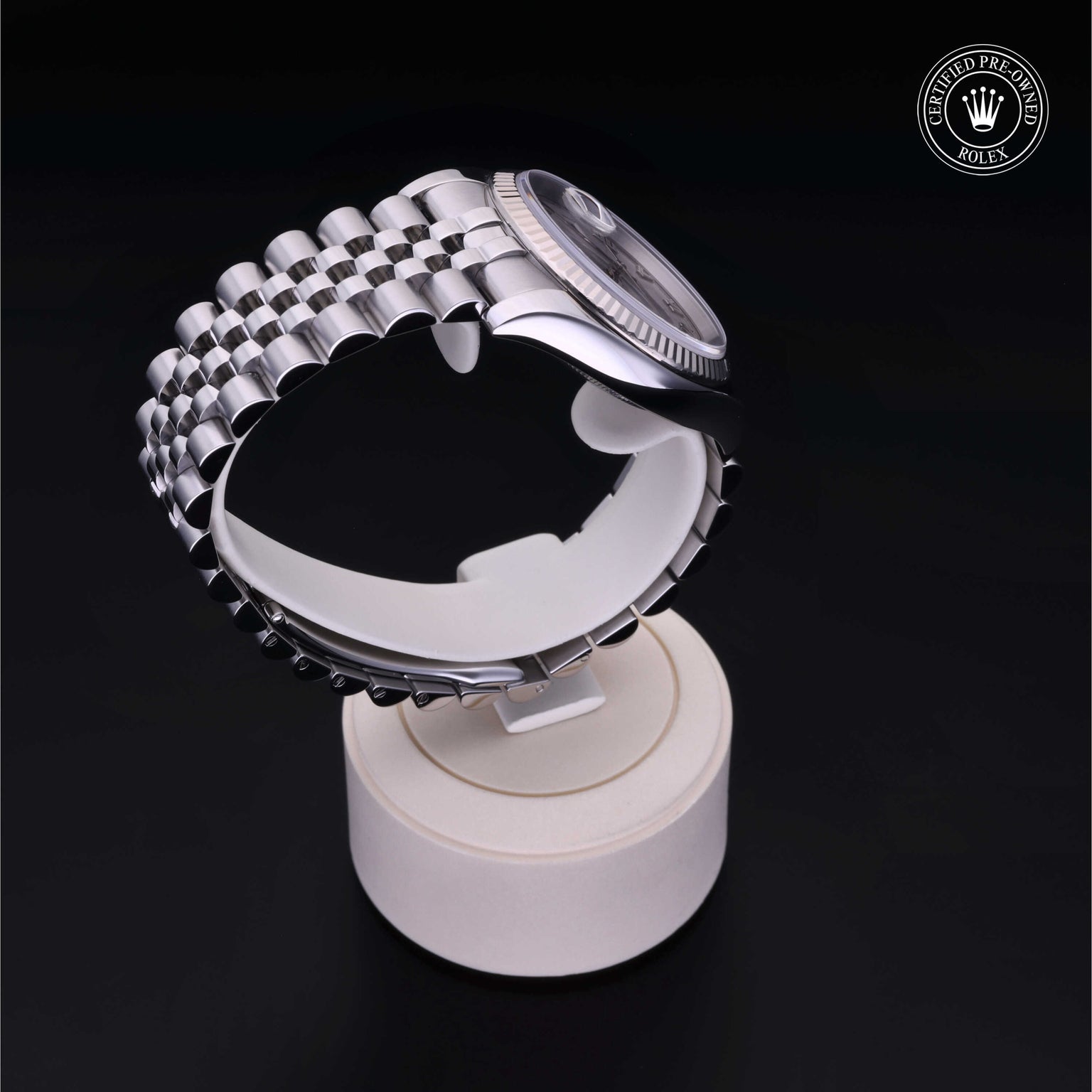 Rolex Certified Pre-owned Datejust M116234-0022 front on black background