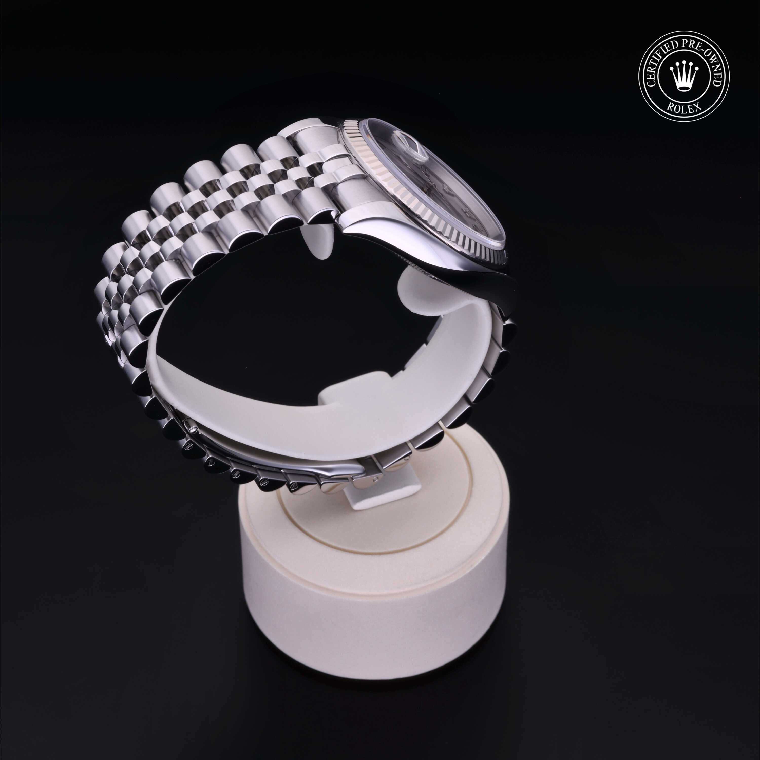 Rolex Certified Pre-owned Datejust M116234-0022 front on black background