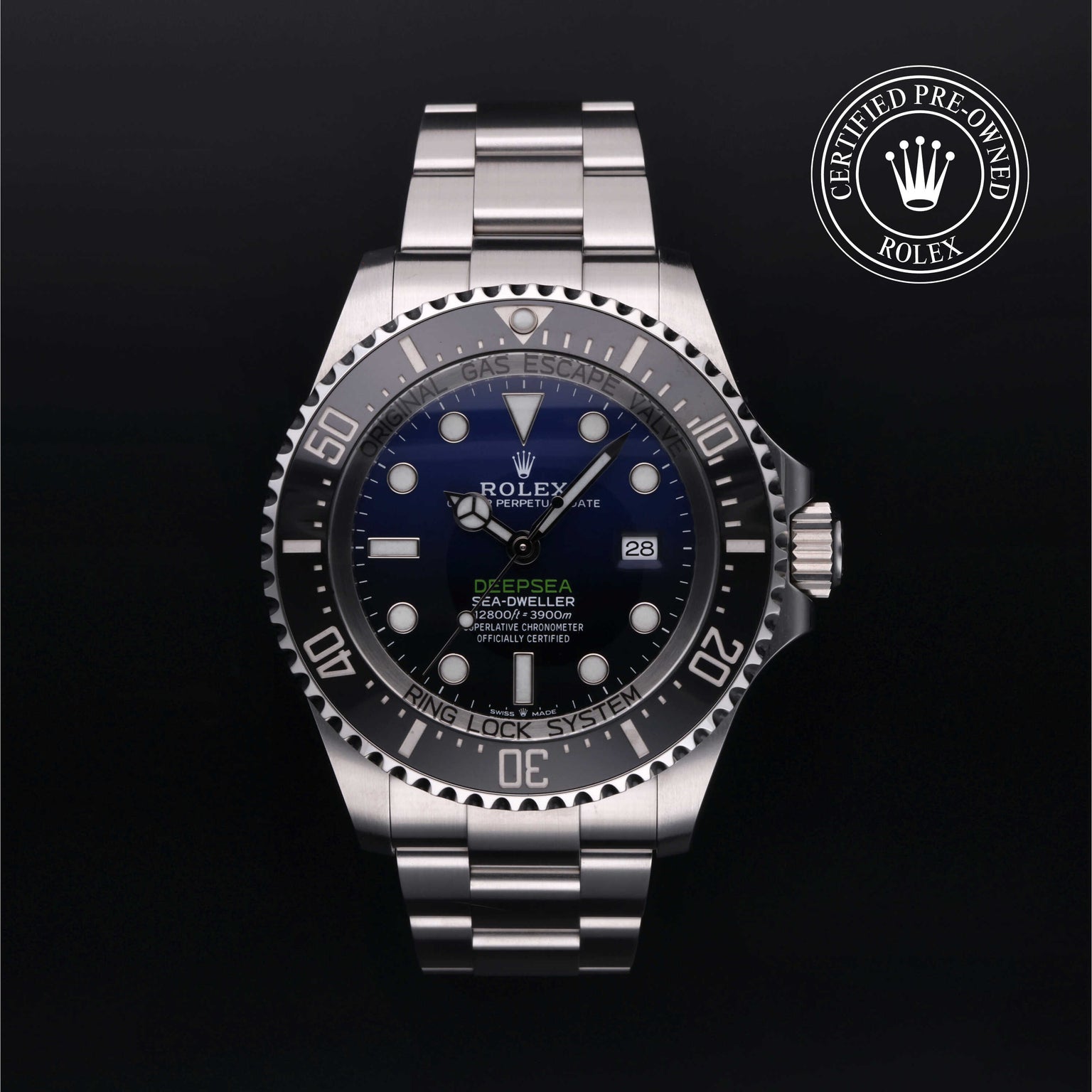 Rolex Certified Pre-owned Sea-Dweller M126660-0002 front on black background