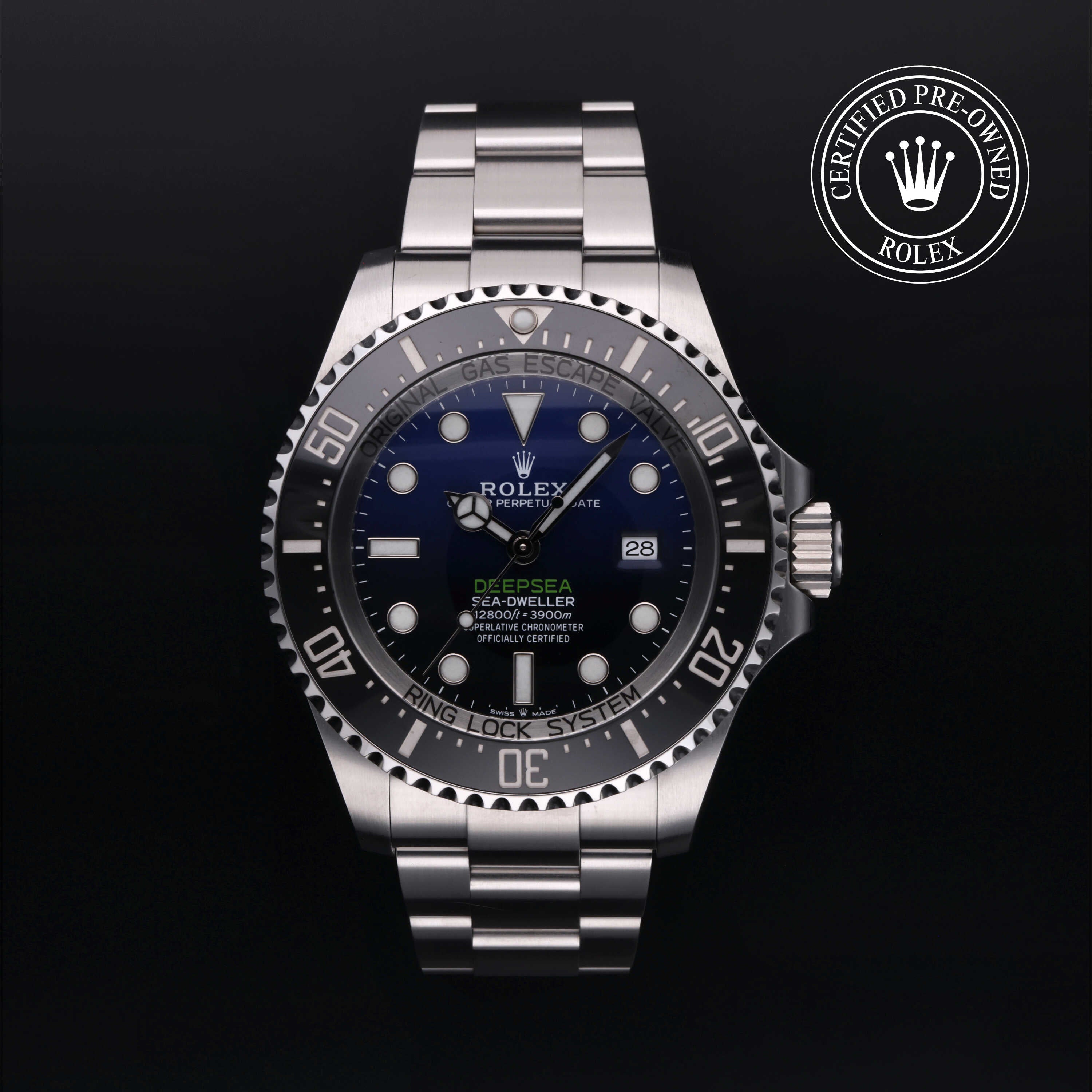 Rolex Certified Pre-owned Sea-Dweller M126660-0002 front on black background