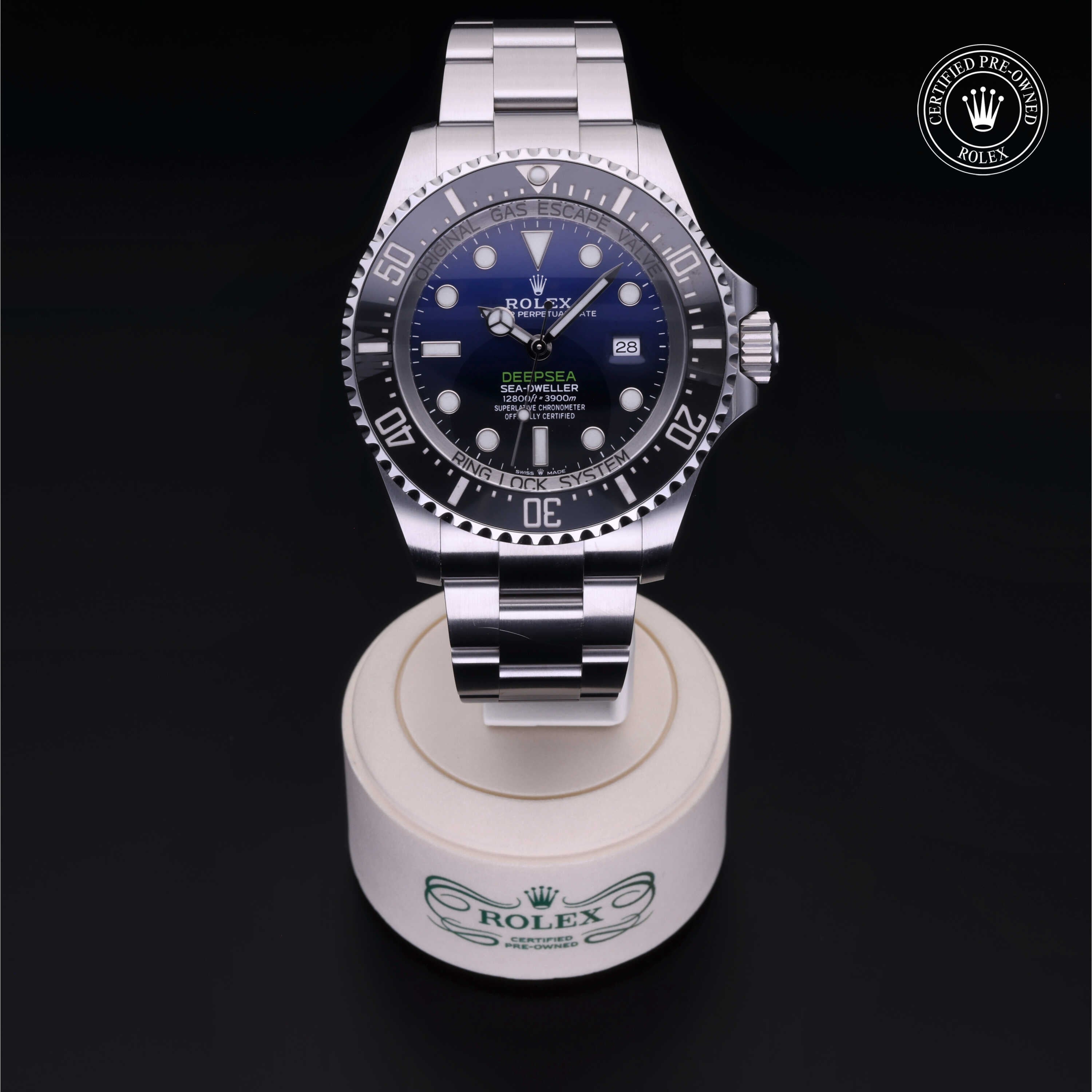 Rolex Certified Pre-owned Sea-Dweller M126660-0002 front on black background