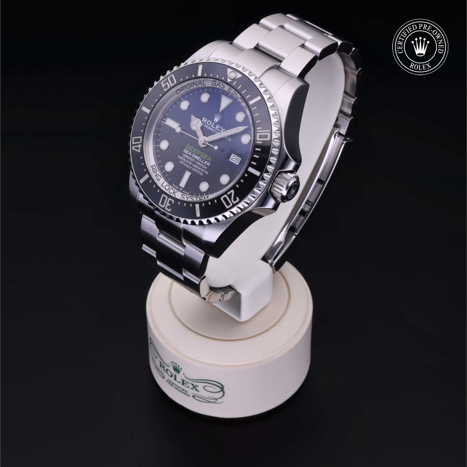 Rolex Certified Pre-owned Sea-Dweller M126660-0002 front on black background
