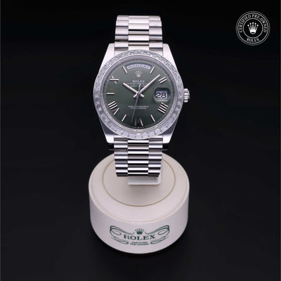 Rolex Certified Pre-owned Day-date M228396TBR-0020 front on black background