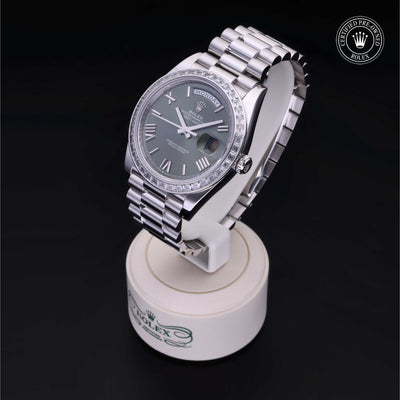 Rolex Certified Pre-owned Day-date M228396TBR-0020 front on black background