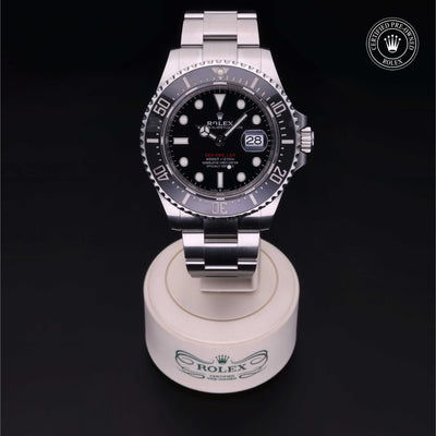 Rolex Certified Pre-owned Sea-Dweller M126600-0001 front on black background