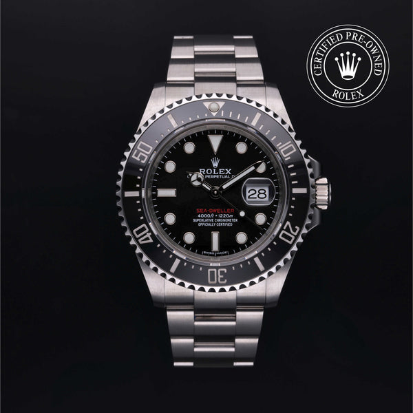 Rolex Certified Pre-owned Sea-Dweller M126600-0001 front on black background