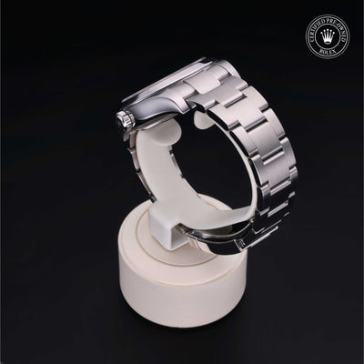 Rolex Certified Pre-owned Air-King M116900-0001 front on black background