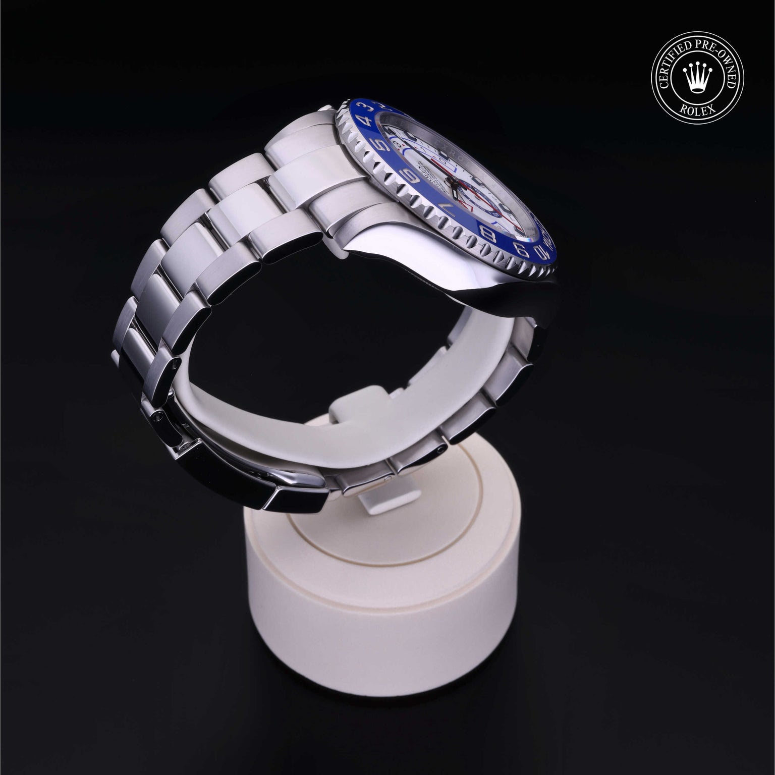 Rolex Certified Pre-owned Yacht-Master M116680-0001 front on black background