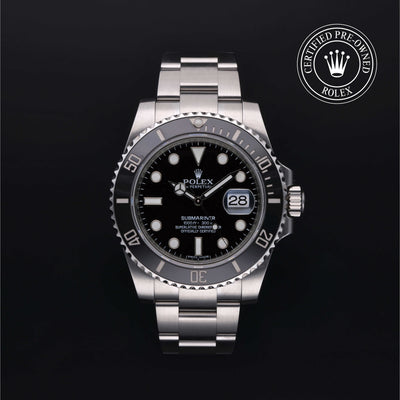 Rolex Certified Pre-owned Submariner M116610LN-0001 front on black background
