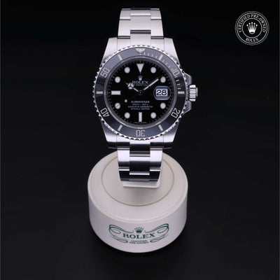 Rolex Certified Pre-owned Submariner M116610LN-0001 front on black background
