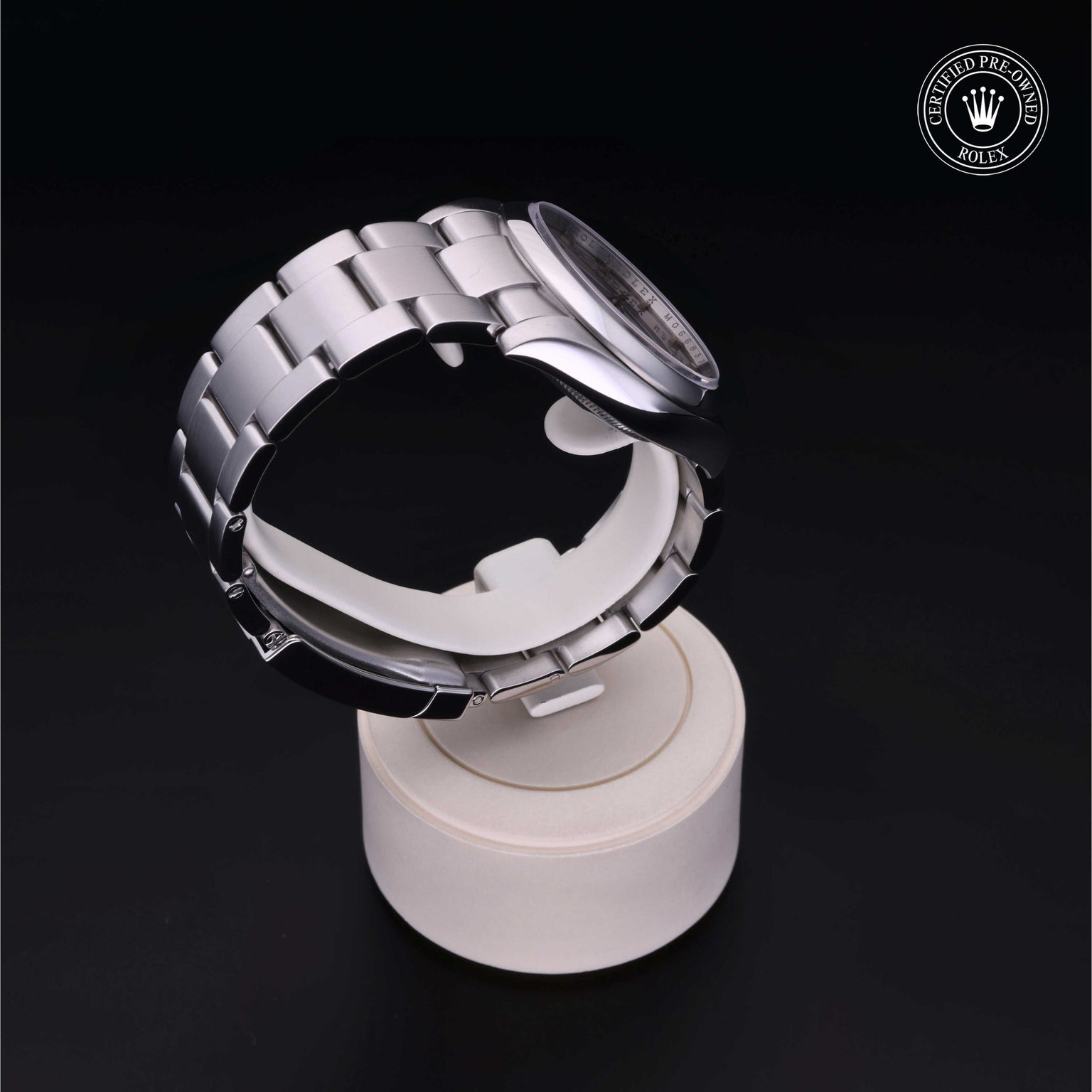 Rolex Certified Pre-owned Air-King M114200-0007 front on black background