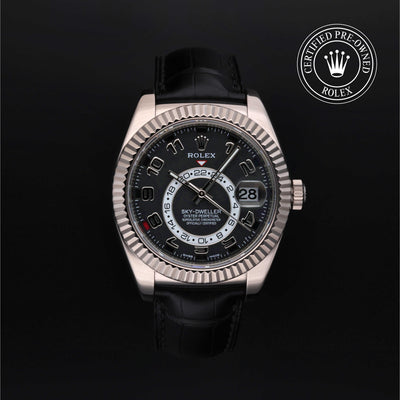 Rolex Certified Pre-owned Sky-Dweller M326139-0003 front on black background
