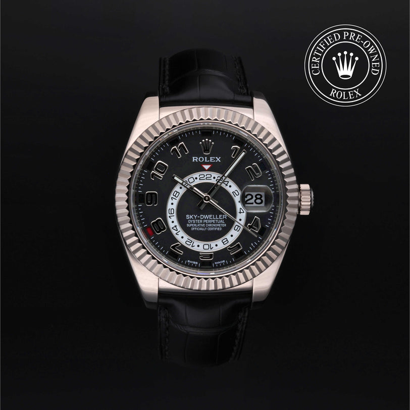 Rolex Certified Pre-owned Sky-Dweller M326139-0003 front on black background