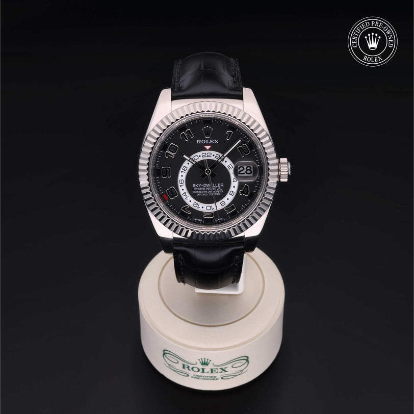 Rolex Certified Pre-owned Sky-Dweller M326139-0003 front on black background