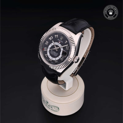 Rolex Certified Pre-owned Sky-Dweller M326139-0003 front on black background