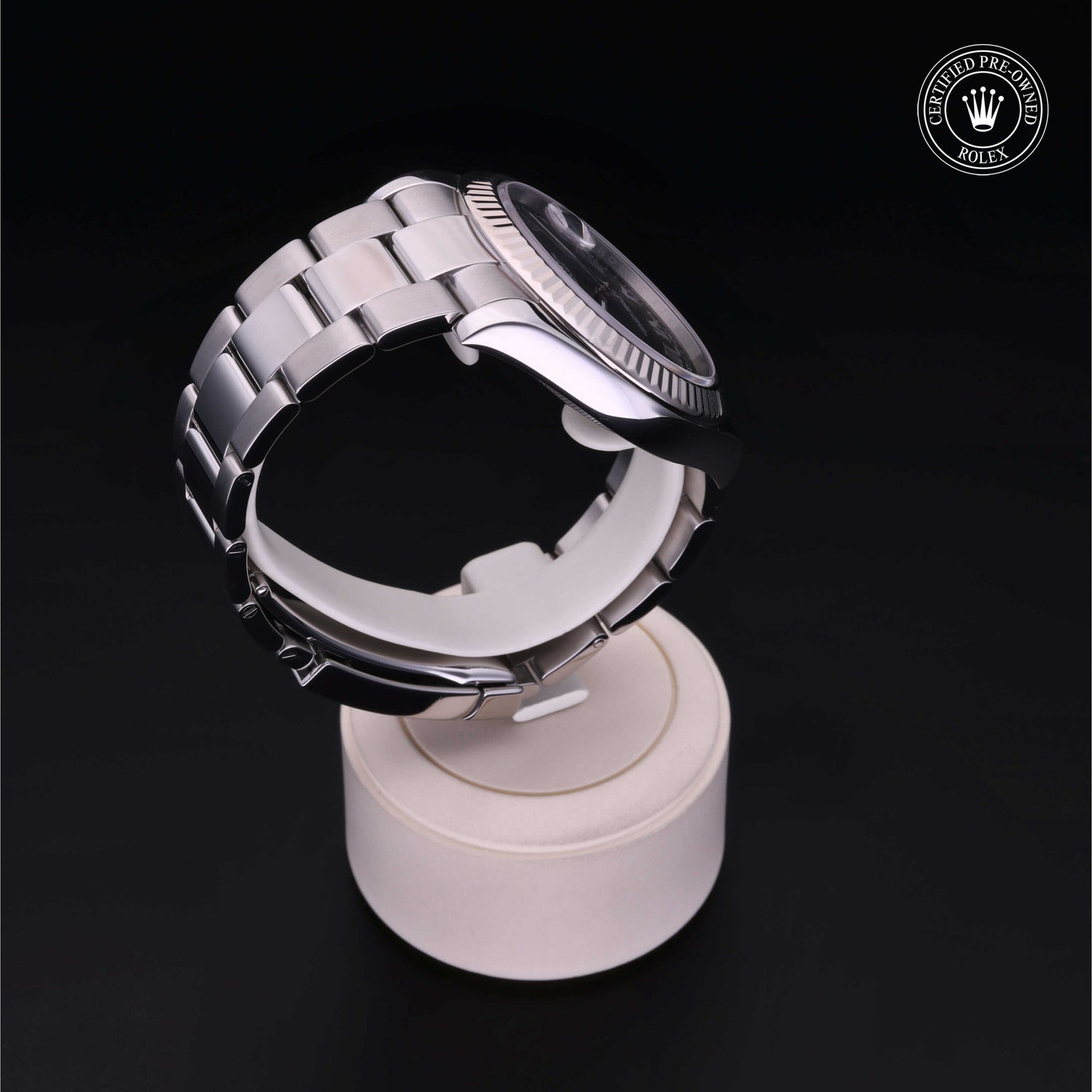 Rolex Certified Pre-owned Datejust M116334-0002 front on black background