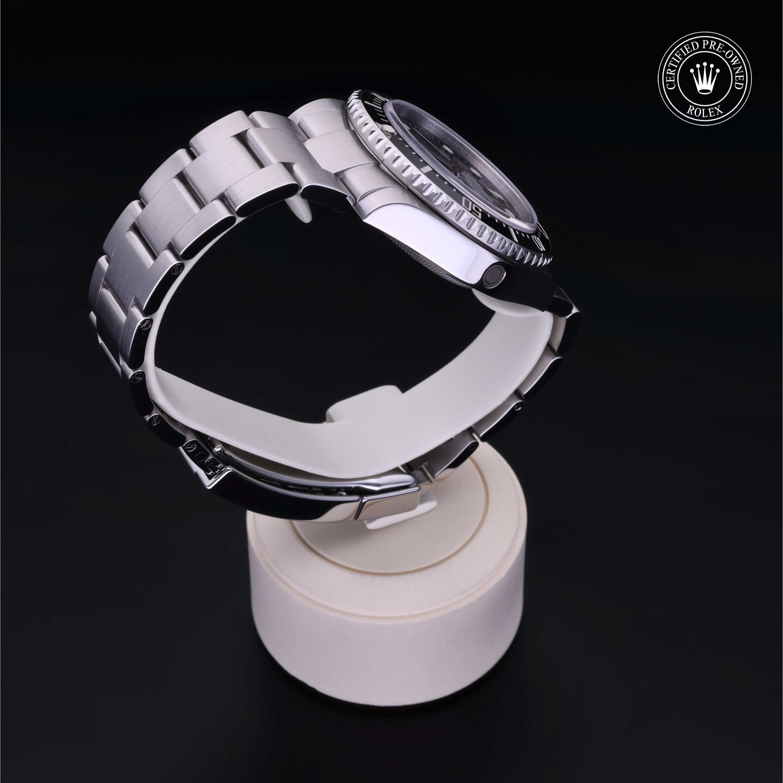 Rolex Certified Pre-owned Sea-Dweller M116600-0003 front on black background