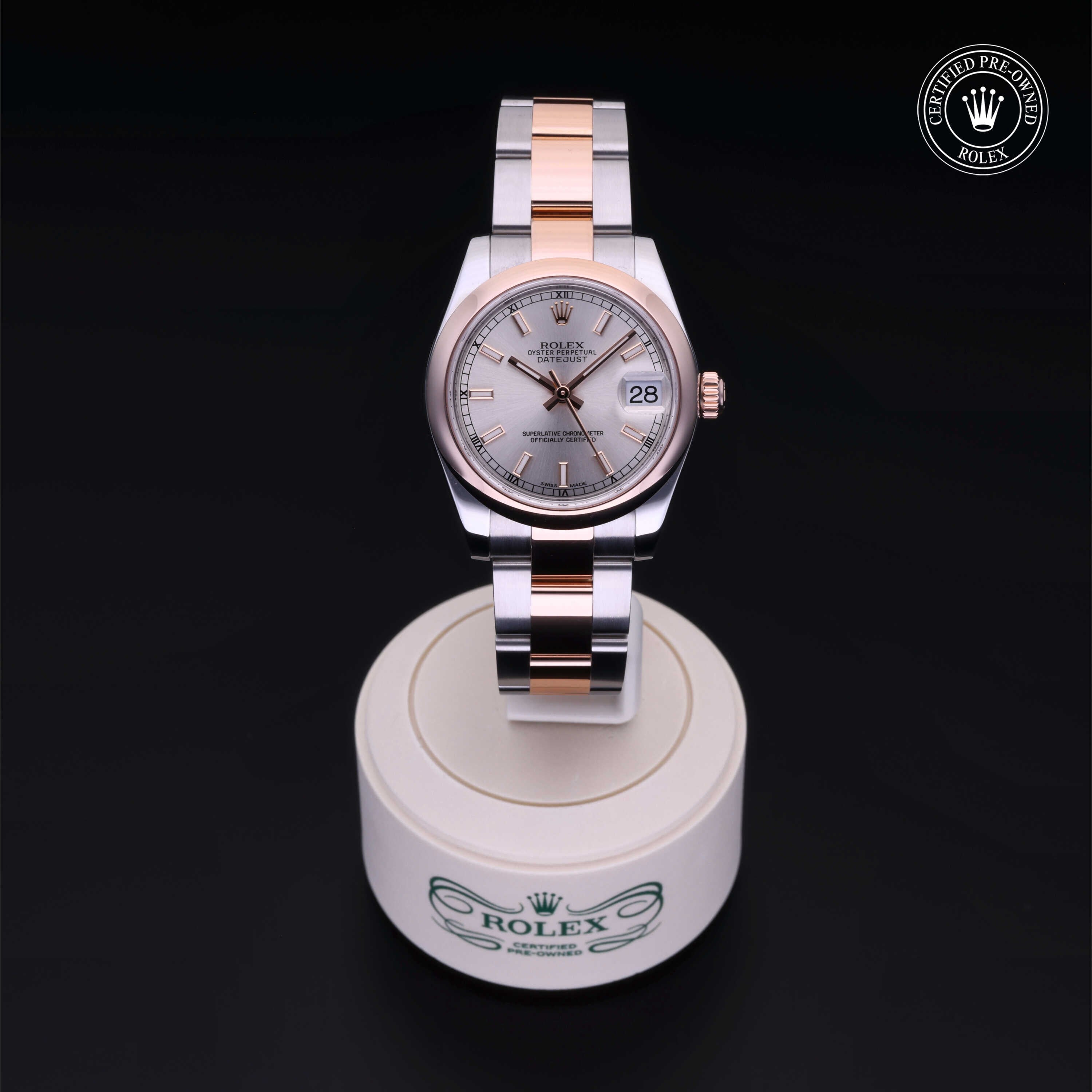 Rolex Certified Pre-owned Lady Datejust M178241-0002 front on black background