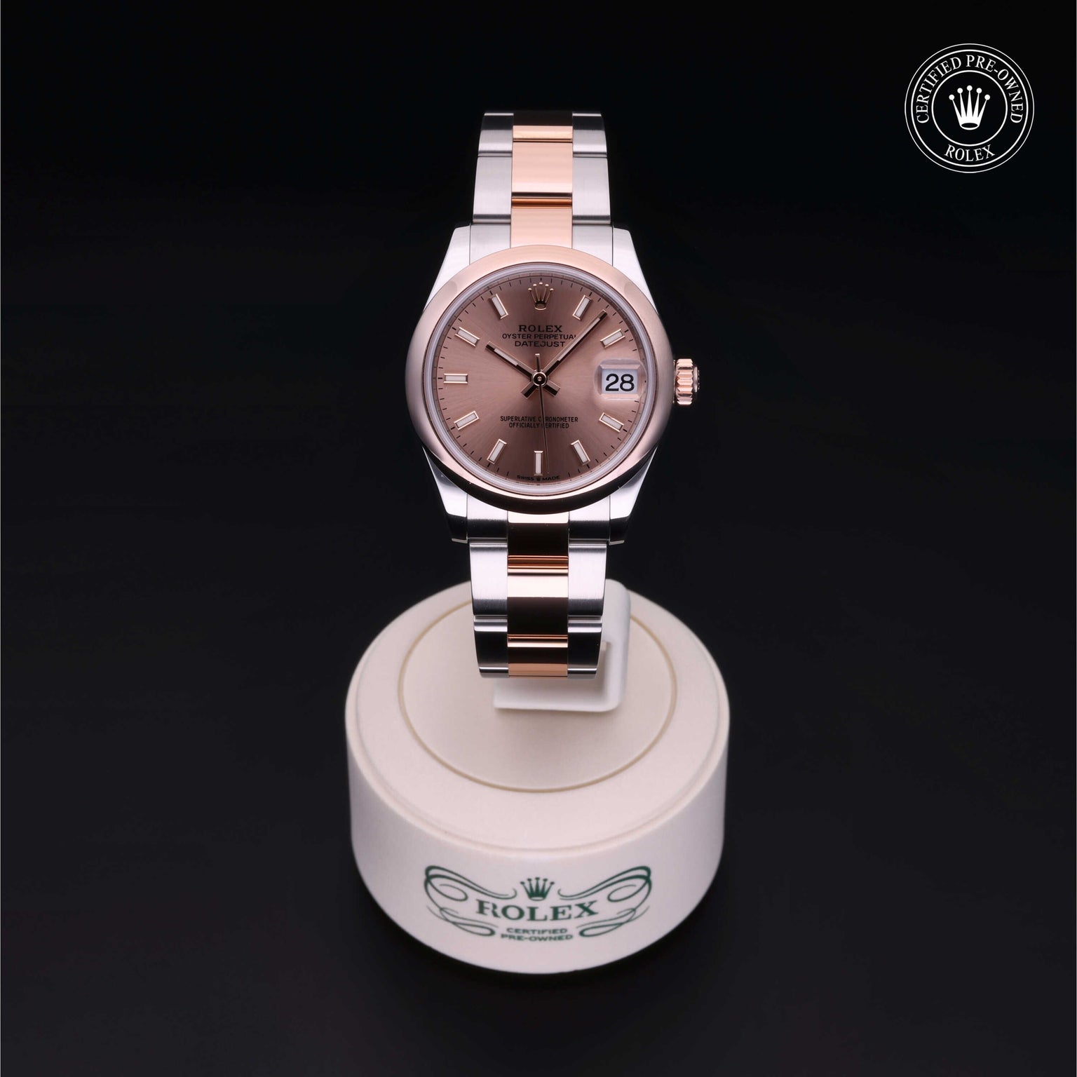 Rolex Certified Pre-owned Lady Datejust M278241-0027 front on black background