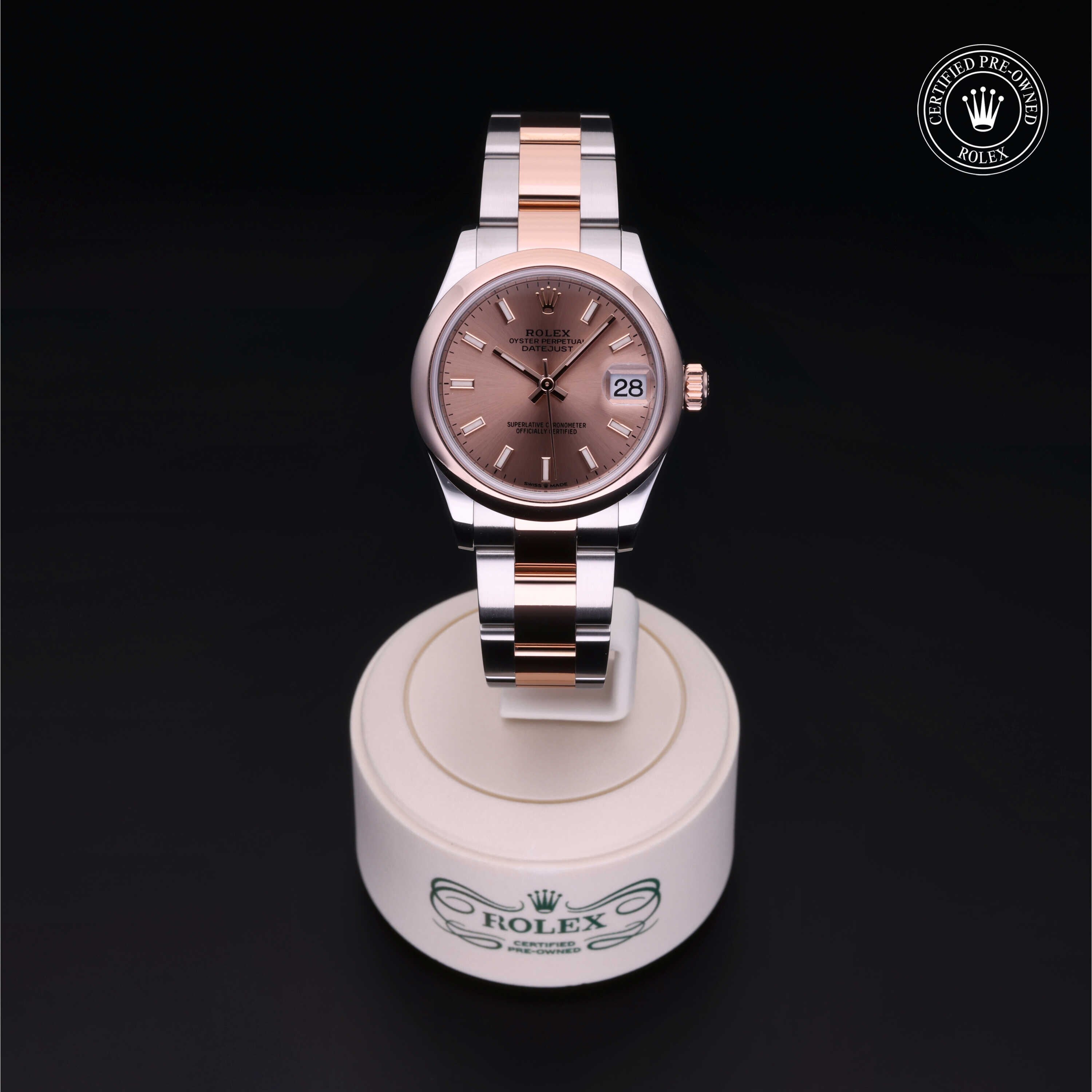 Rolex Certified Pre-owned Lady Datejust M278241-0027 front on black background