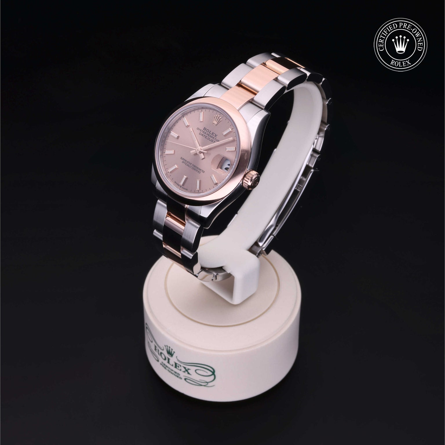 Rolex Certified Pre-owned Lady Datejust M278241-0027 front on black background