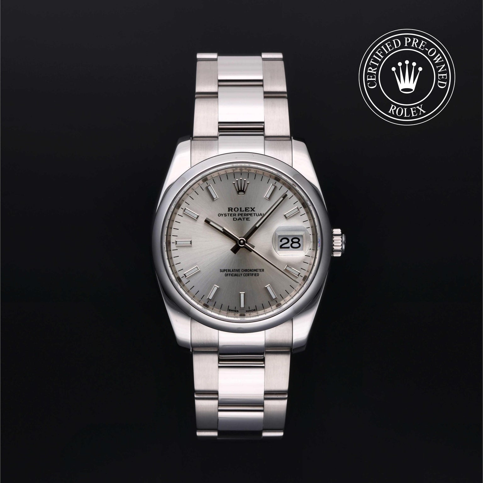 Rolex CPO Date M115200 front on white background