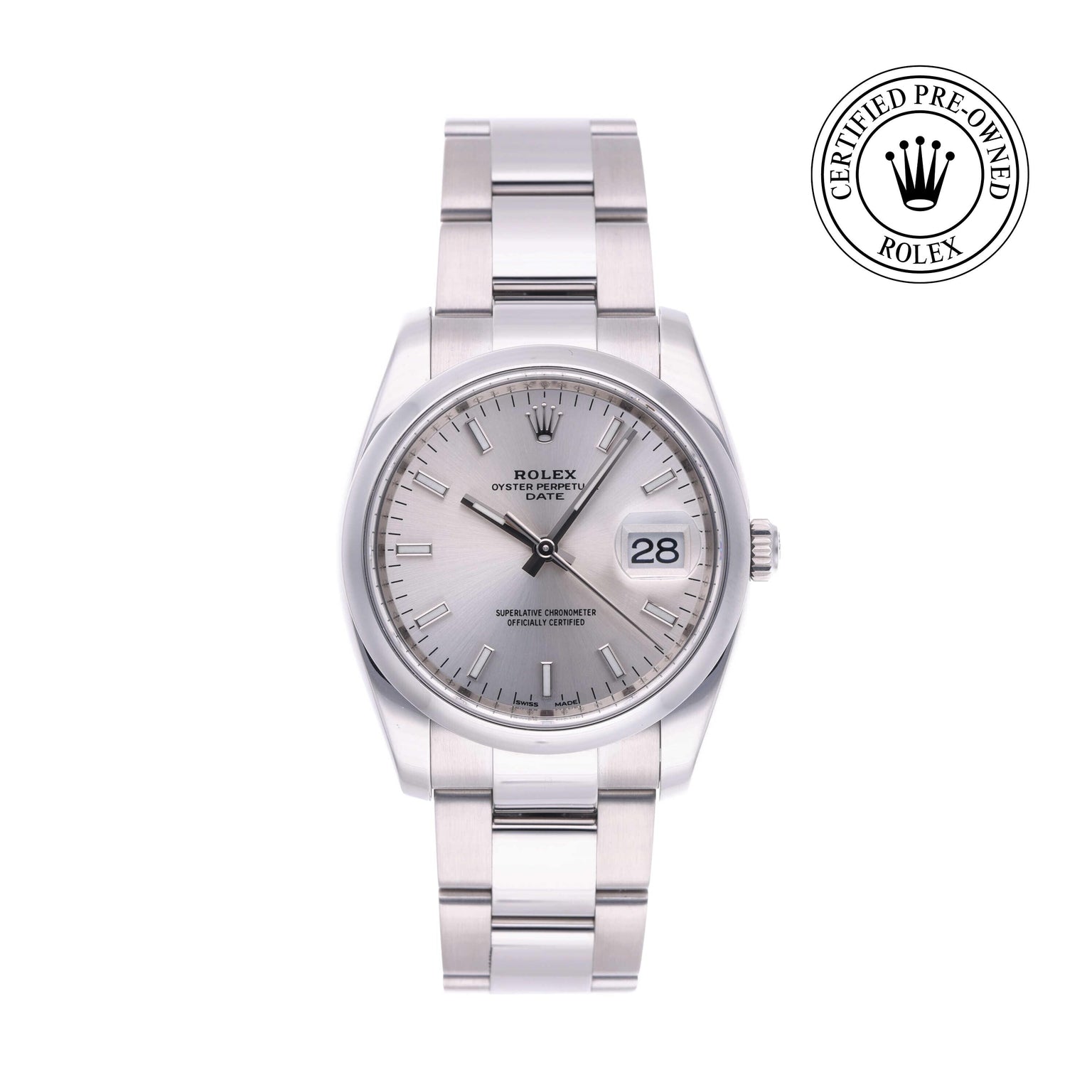 Rolex CPO Date M115200 front on white background