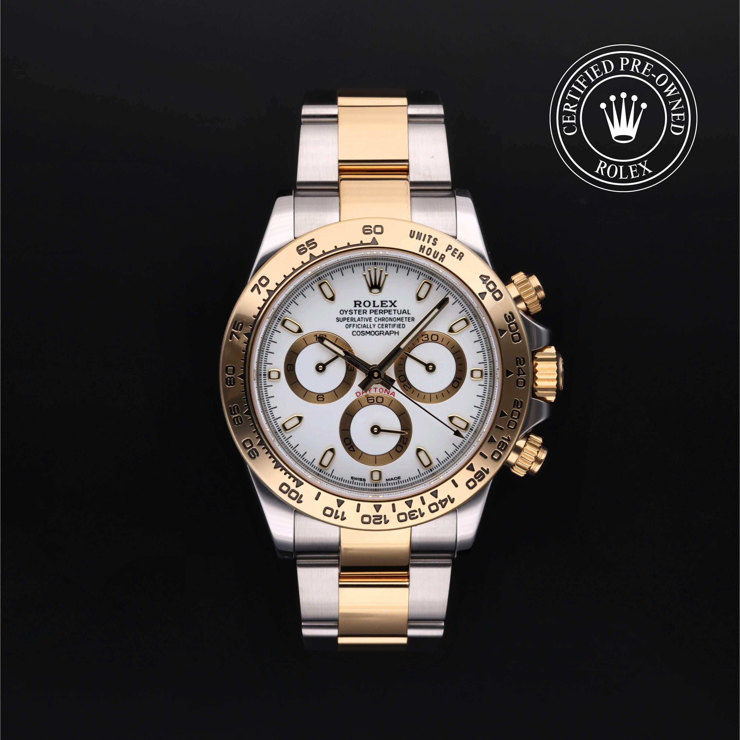 Rolex Certified Pre-owned Daytona M116503-0001 front on black background