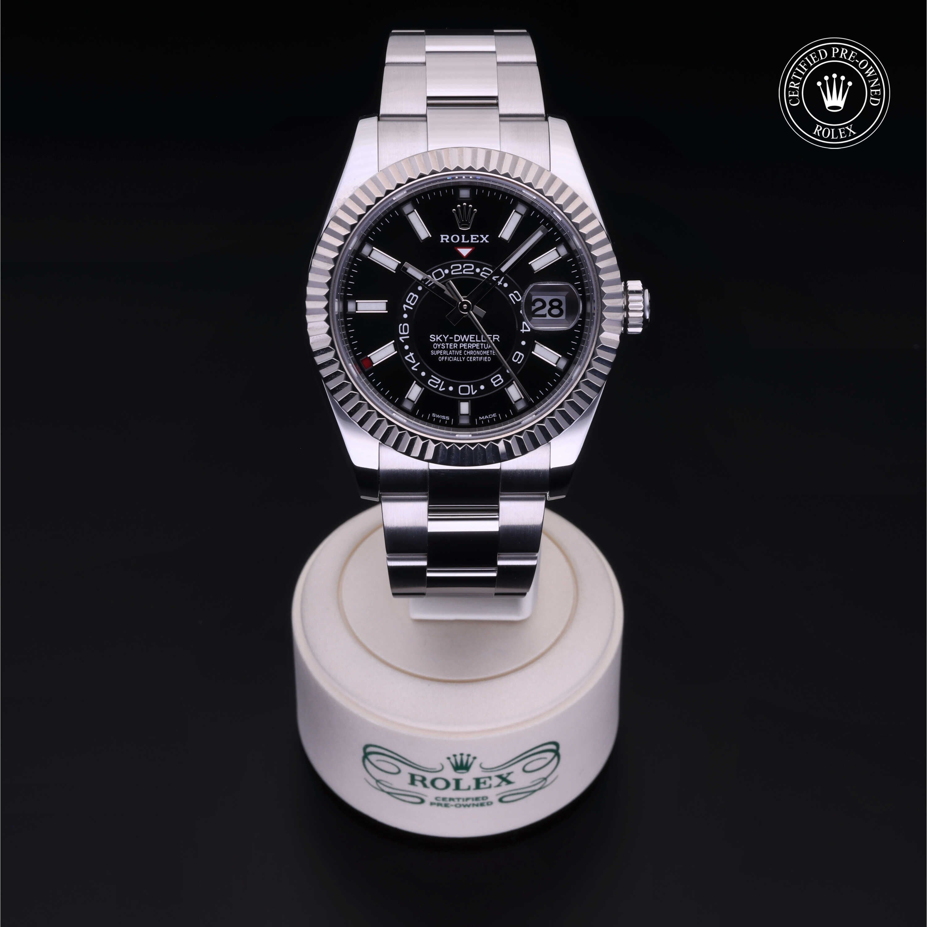 Rolex Certified Pre-owned Sky-Dweller M326934-0005 front on black background
