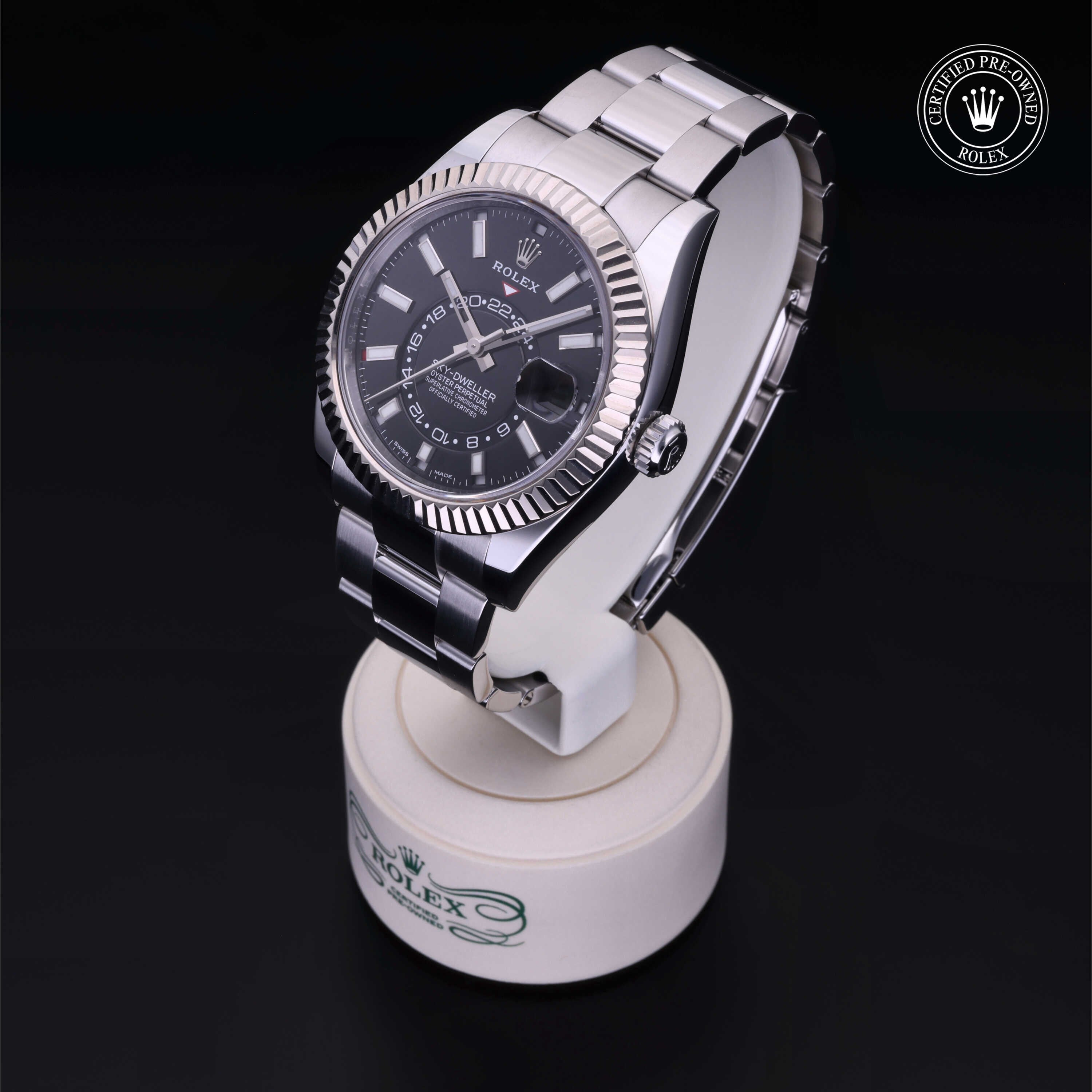 Rolex Certified Pre-owned Sky-Dweller M326934-0005 front on black background