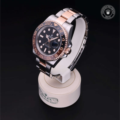 Rolex Certified Pre-owned GMT II M126711CHNR-0002 front on black background