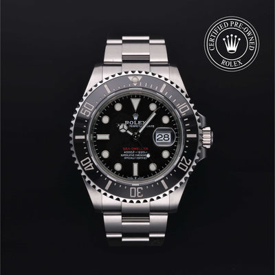 Rolex Certified Pre-owned Sea-Dweller M126600-0001 front on black background