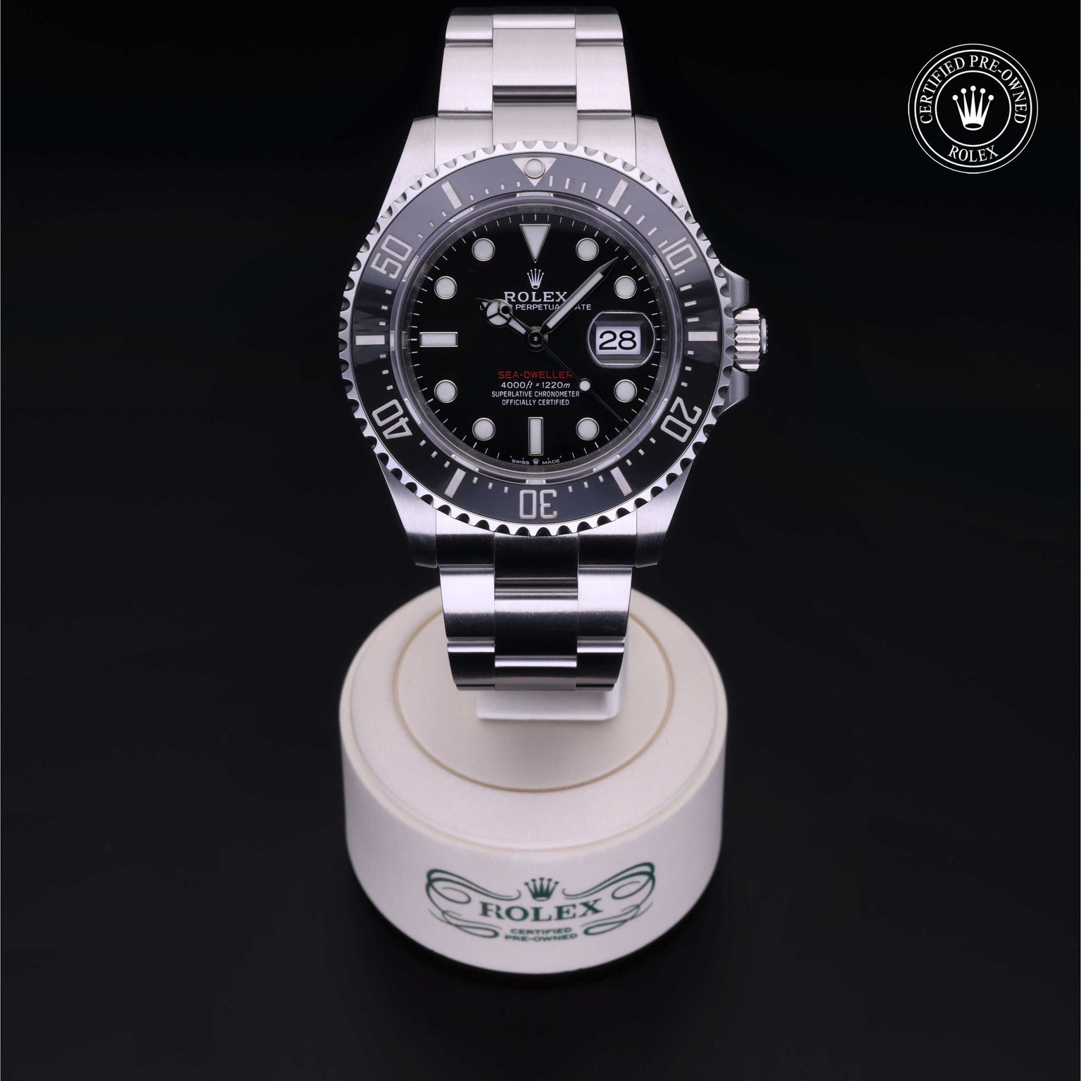 Rolex Certified Pre-owned Sea-Dweller M126600-0001 front on black background