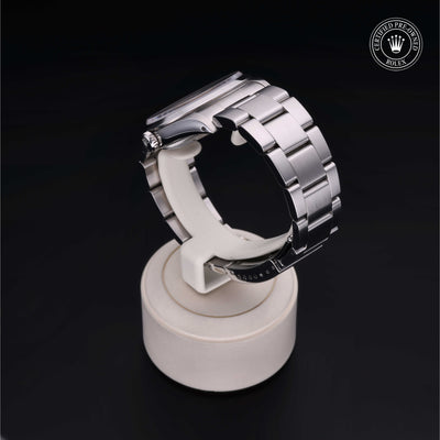 Rolex Certified Pre-owned Explorer M14270-0003 front on black background