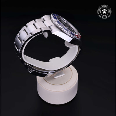 Rolex Certified Pre-owned GMT M126710BLRO-0002 front on black background