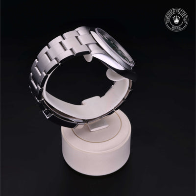 Rolex Certified Pre-owned Oyster Perpetual M124300-0005 front on black background