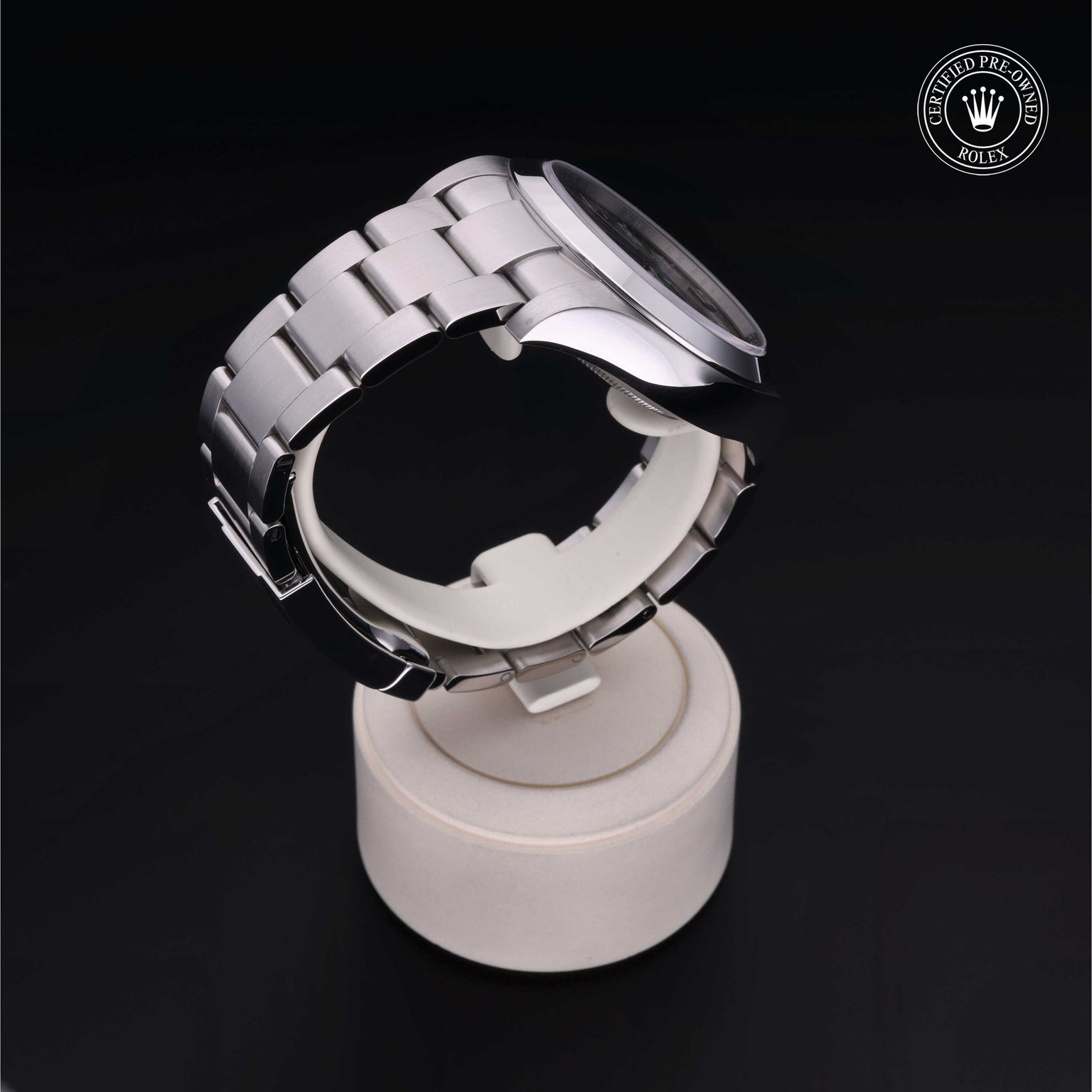 Rolex Certified Pre-owned Air-King M116900-0001 front on black background