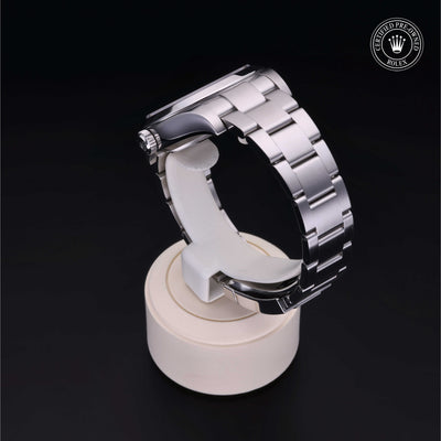 Rolex Certified Pre-owned Air-King M116900-0001 front on black background