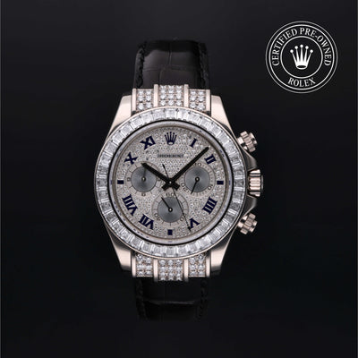 Rolex Certified Pre-owned Daytona M116599TBR-0006 front on black background