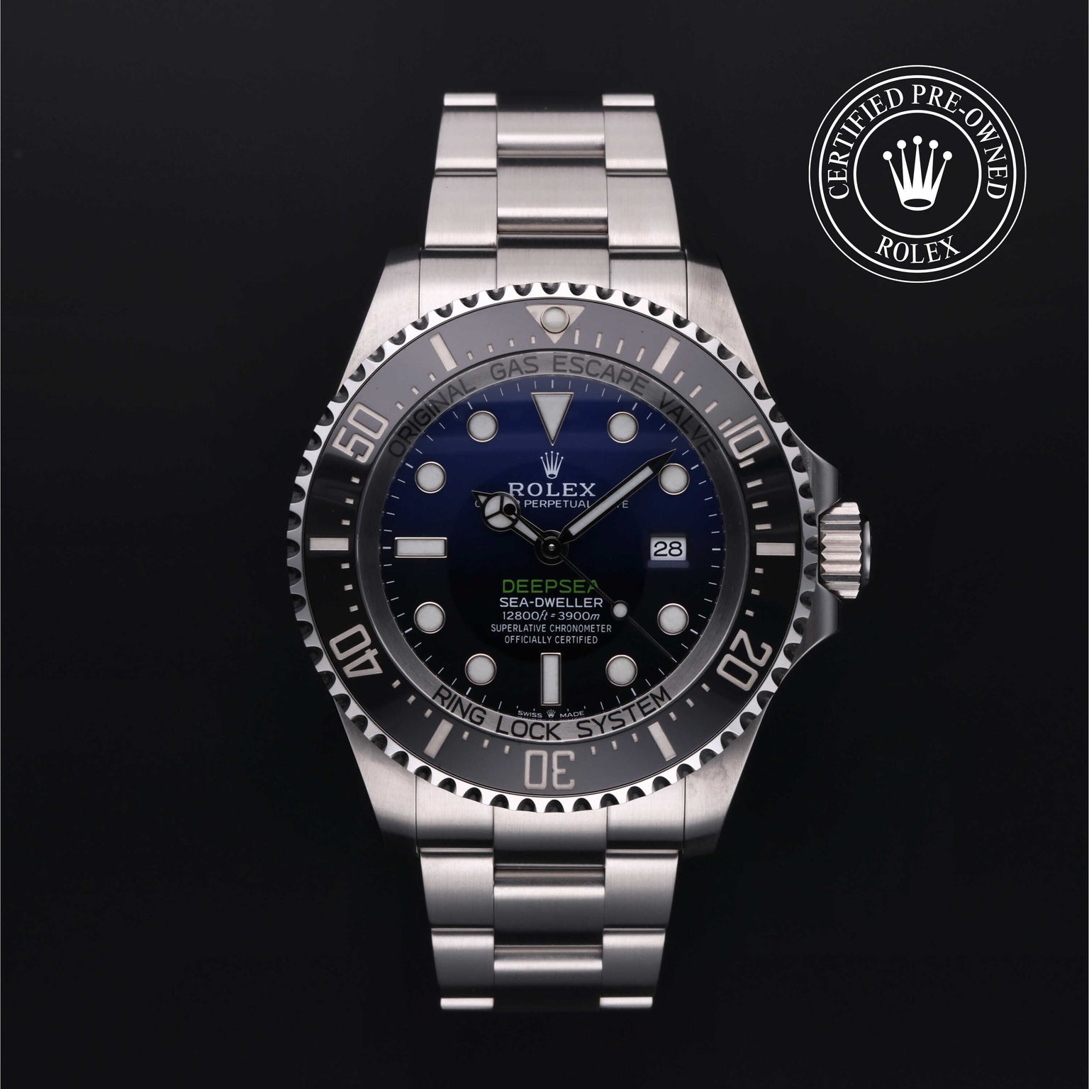 Rolex Certified Pre-owned Sea-Dweller M126660-0002 front on black background