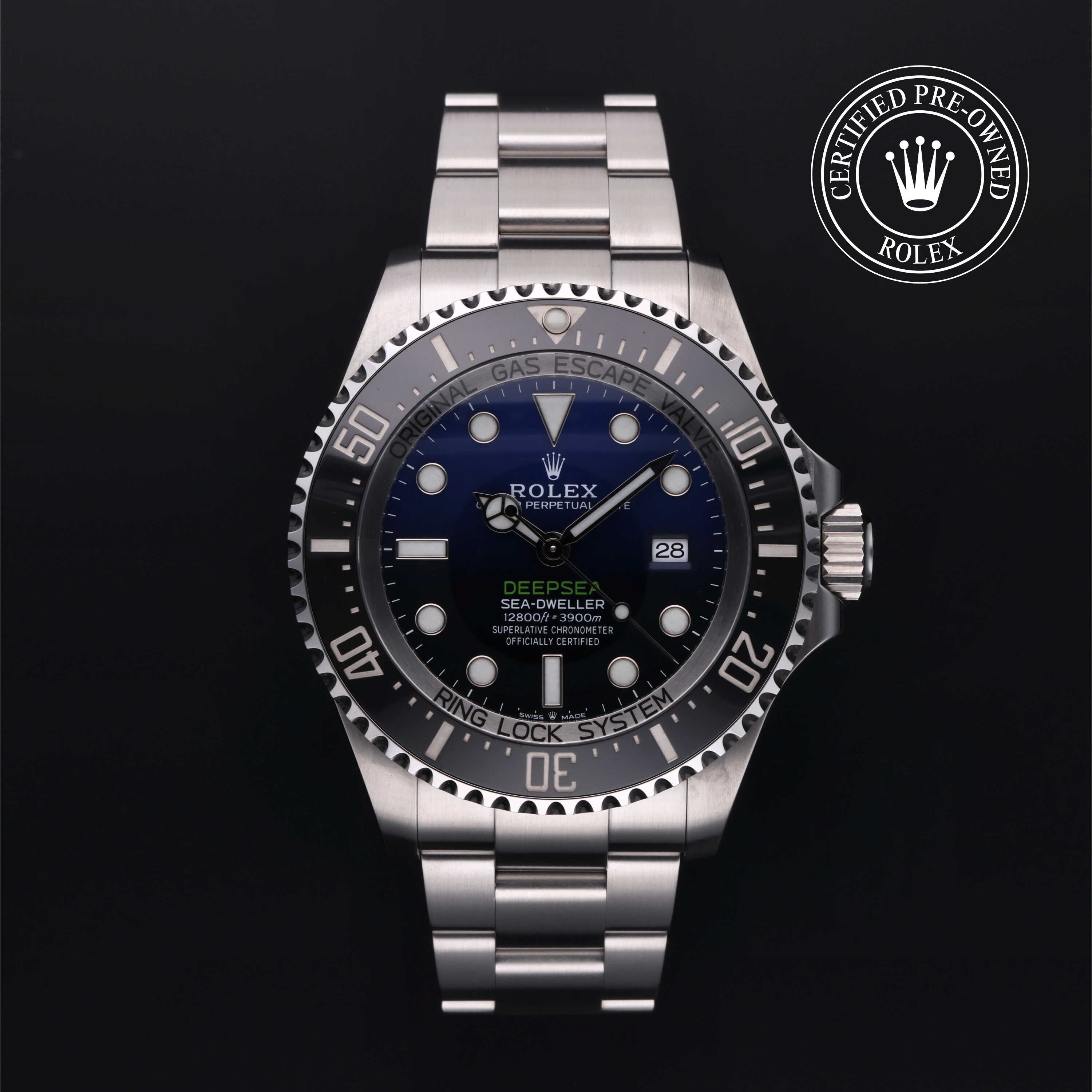 Rolex Certified Pre-owned Sea-Dweller M126660-0002 front on black background