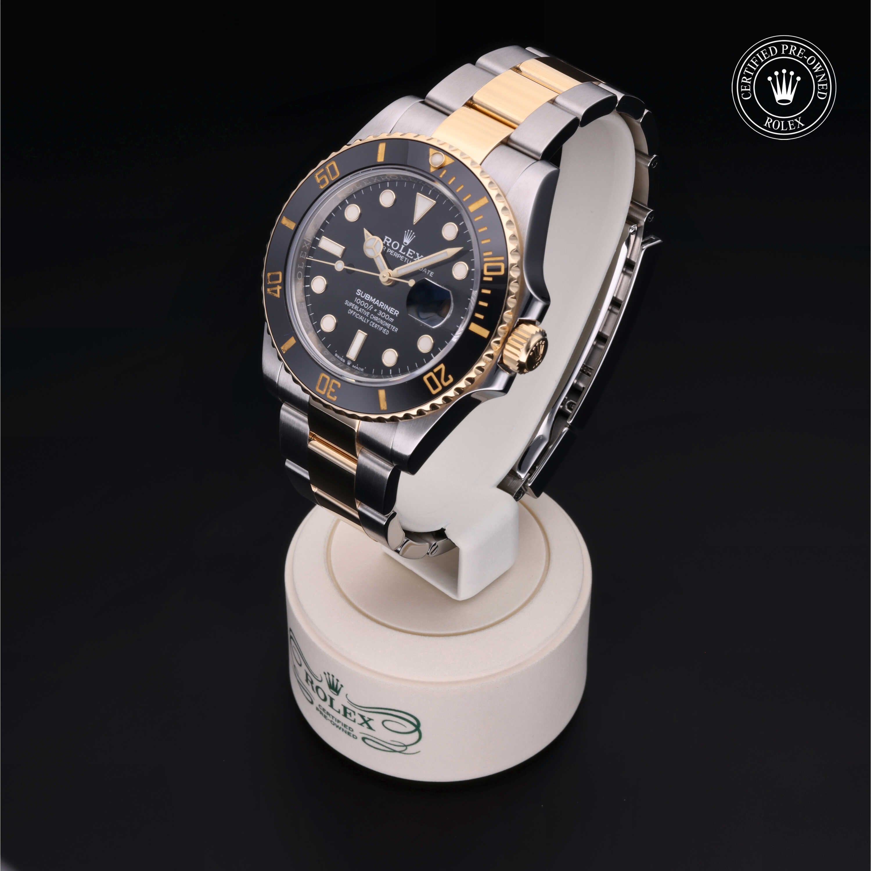 Rolex Certified Pre-owned Submariner M126613LN-0002 front on black background