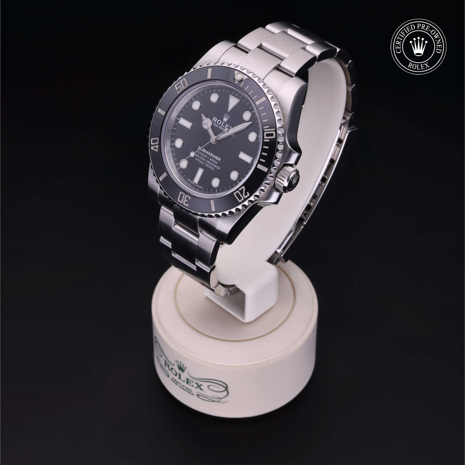 Rolex Certified Pre-owned Submariner M114060-0002 front on black background