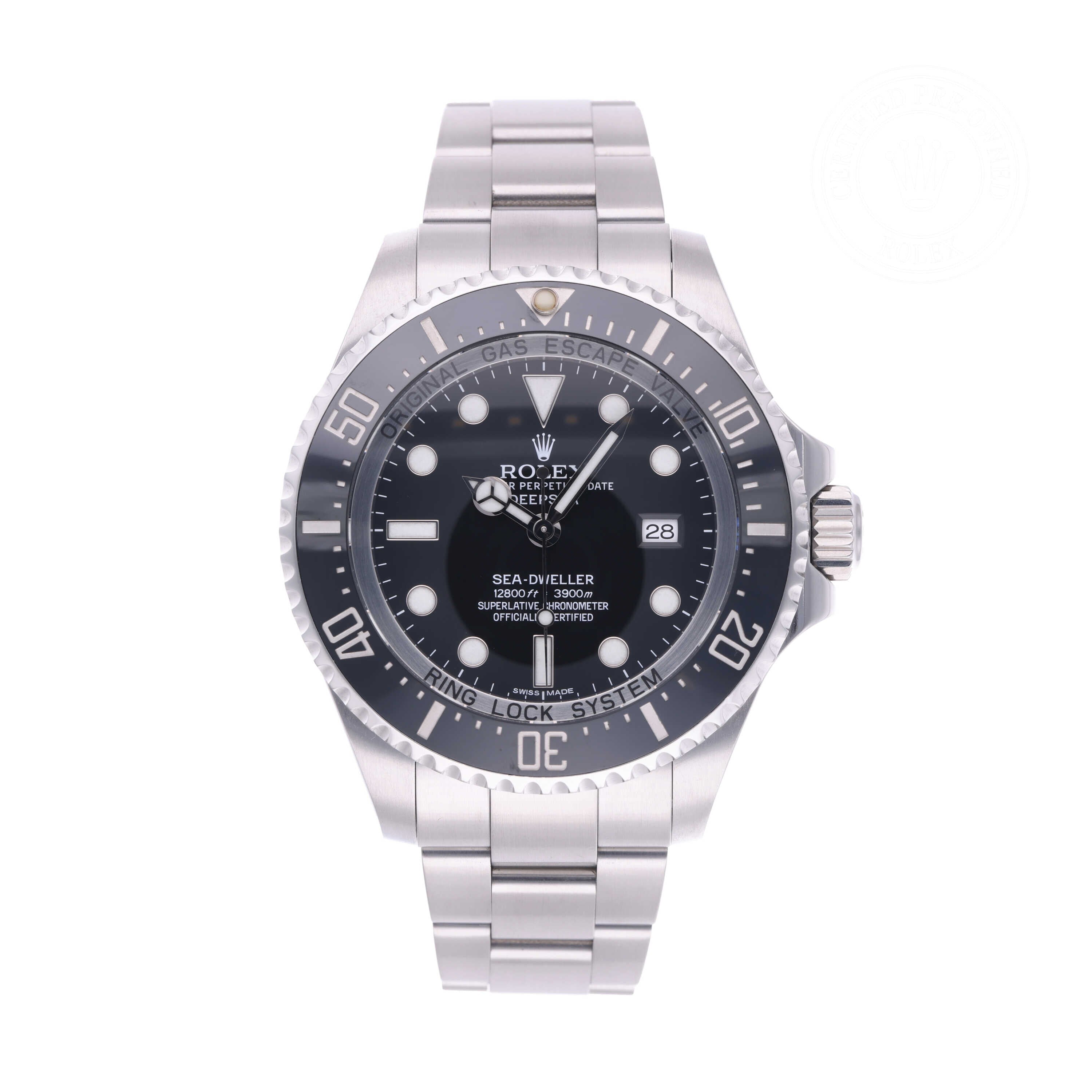 Rolex Certified Pre-owned Sea-Dweller M116660-0001 front on white background