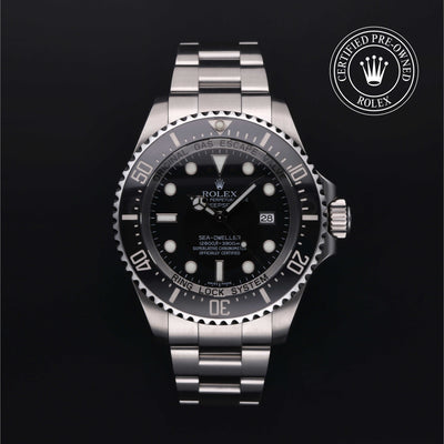 Rolex Certified Pre-owned Sea-Dweller M116660-0001 front on black background