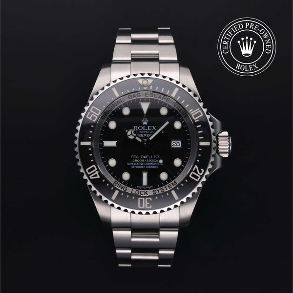 Rolex Certified Pre-owned Sea-Dweller M116660-0001 front on black background