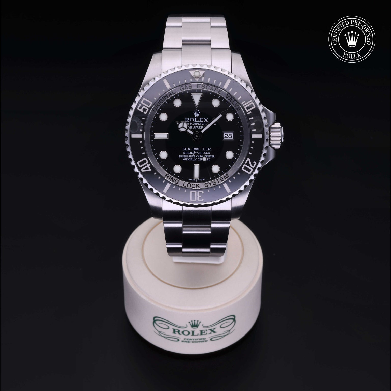 Rolex Certified Pre-owned Sea-Dweller M116660-0001 front on black background